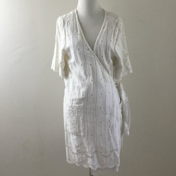 Tularosa Embroidered Eyelet/Lace Rocky Wrap Dress l - Picture 4 of 12